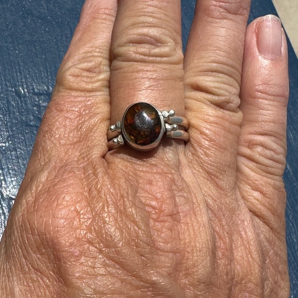 Larimar and Amber 925 FLIP Ring Size 8 - Picture 4 of 8